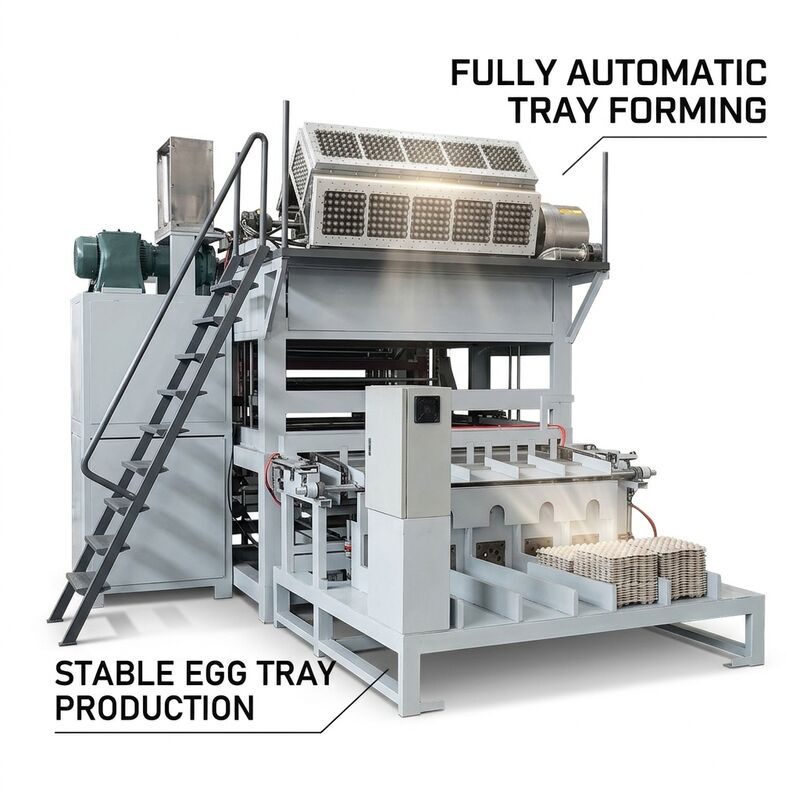 5*8Molds 5000pcs/h Paper Egg Tray Production Line Machine With Complete Pulping Forming Drying And Automatic Stacking Systems For Paper Egg Tray Egg Carton Shoe Tray Seedling Tray Making