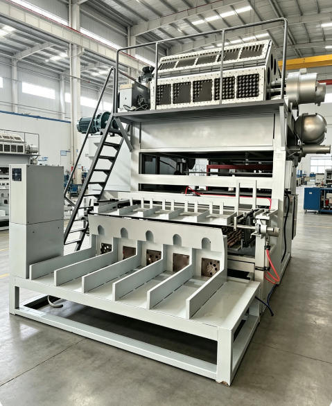 Chaîne de production de plateaux à œufs de grande capacité avec des systèmes complets de séchage et d'empilage de la pâte à papier produisant 5000 plateaux de papier par heure