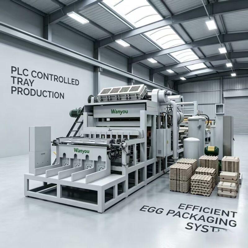 WANYOU WY-P6 Machine de formage de plateaux à œufs rotatifs avec contrôle automatique PLC pour une production de 2 000 à 3 000 pièces/h à l'aide de pâte à papier recyclée